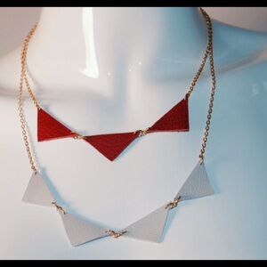 Genuine leather bunting gold plated necklace